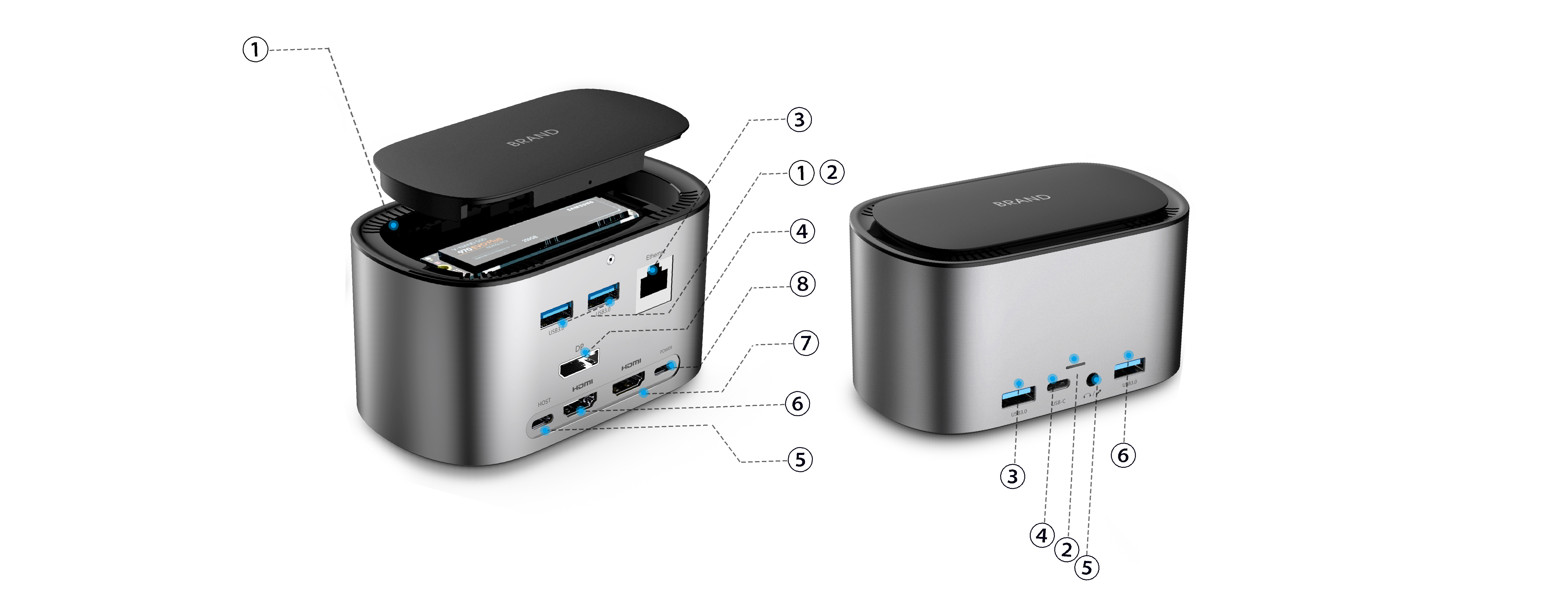 mmexport1623295263280 VOLANS Triple Display USB-C Docking Station with M.2 NVMe/SATA SSD - Ethernet - Audio MODEL : VL-UCTDMD  - GameDude Computers