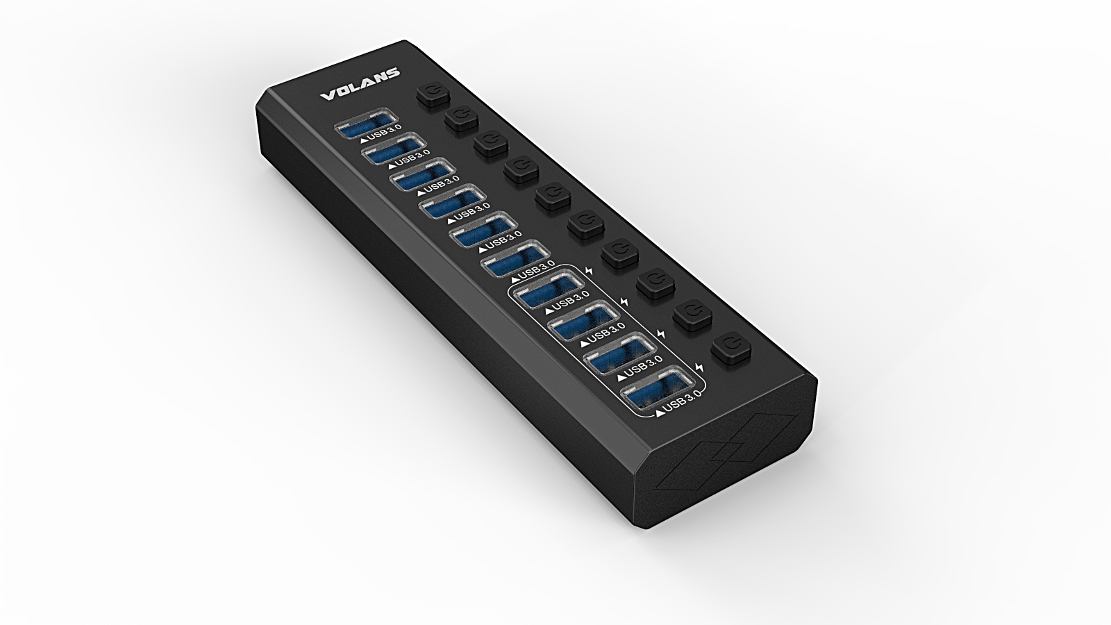 VOLANS VL-HB10S Aluminum 10 Ports USB3.0 HUB with 4 x Fast Charing Ports -  Volans