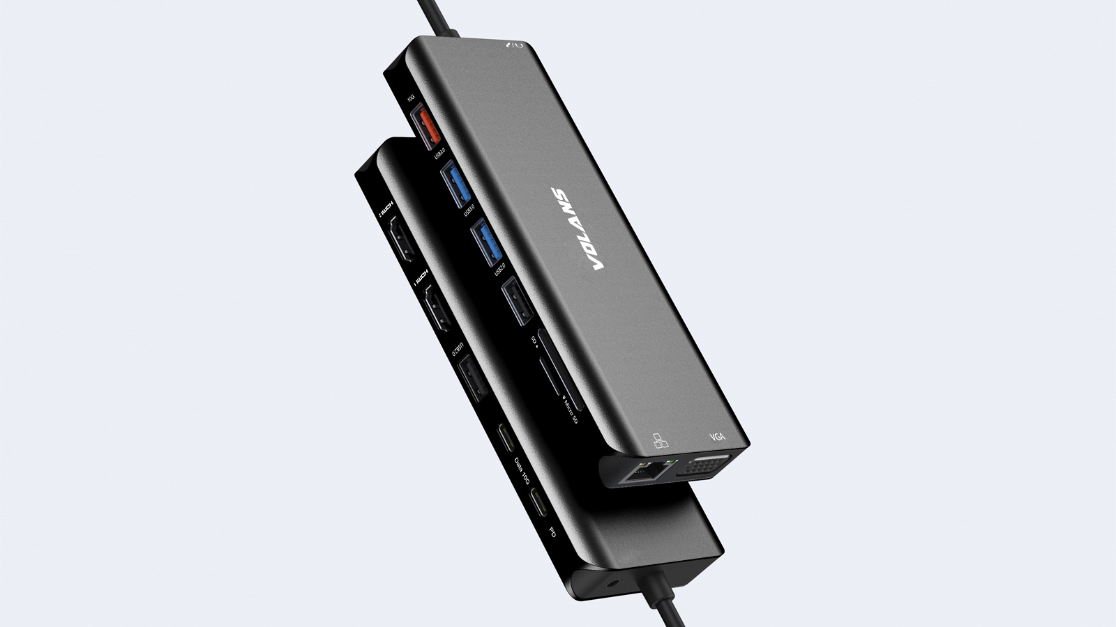 VOLANS VL-UCTDMH-S Aluminum 14-in-1 USB-C Hub with 100W PD - Volans