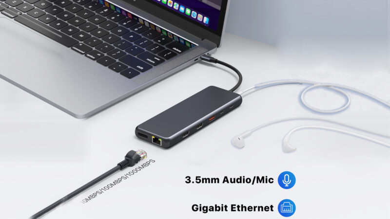 VOLANS VL-UCH2P Aluminum 13-in-1 Triple Display USB-C Hub with 100W PD - Image 8