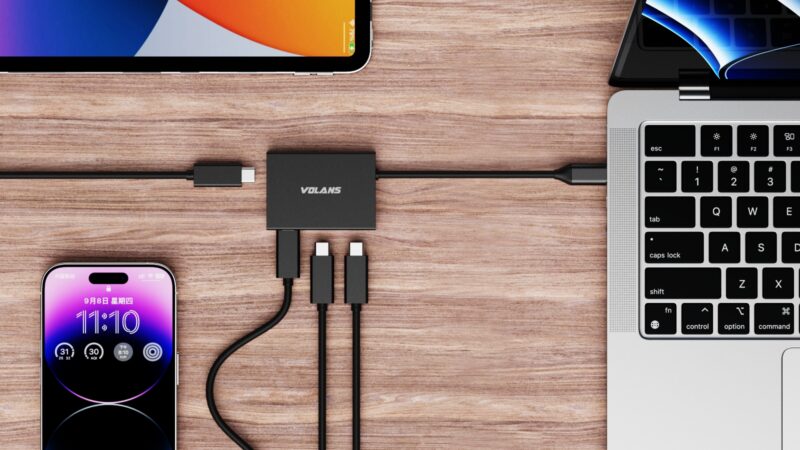 VOLANS VL-HC04S Aluminium USB-C (10Gbps) to 4-Port USB-C Hub - Image 4