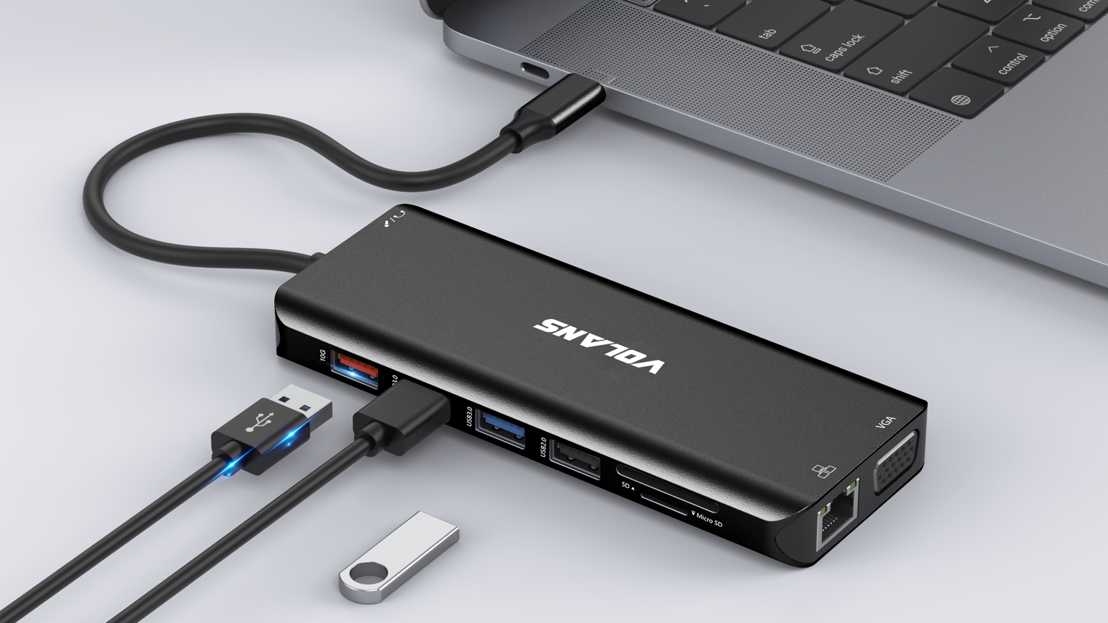 VOLANS VL-UCTDMH-S2 Aluminum 14-in-1 USB-C Hub with 100W PD - Image 4
