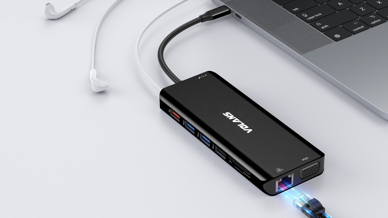 VOLANS VL-UCTDMH-S2 Aluminum 14-in-1 USB-C Hub with 100W PD - Image 5