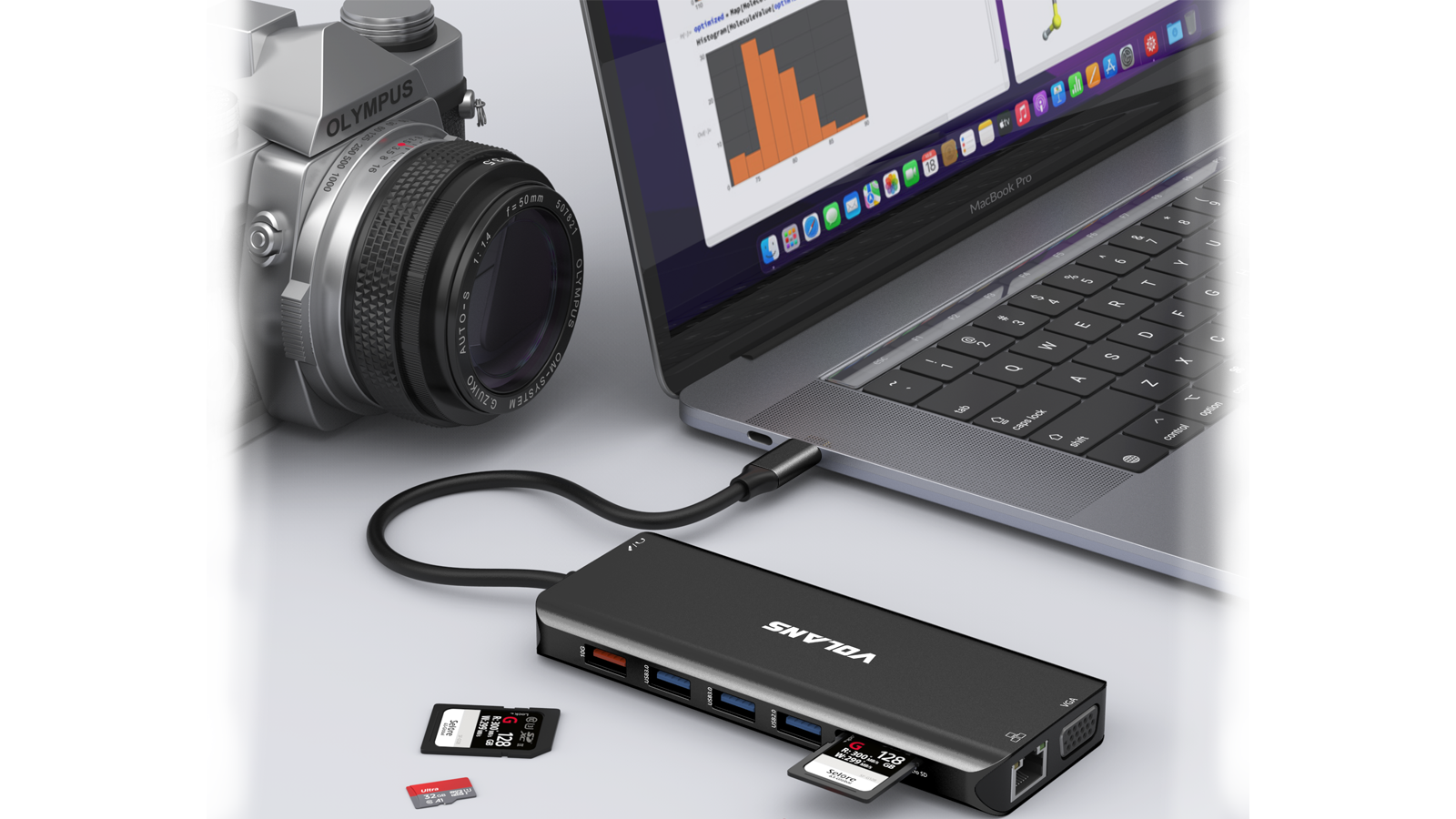 VOLANS VL-UCTDMH-S2 Aluminum 14-in-1 USB-C Hub with 100W PD - Image 9