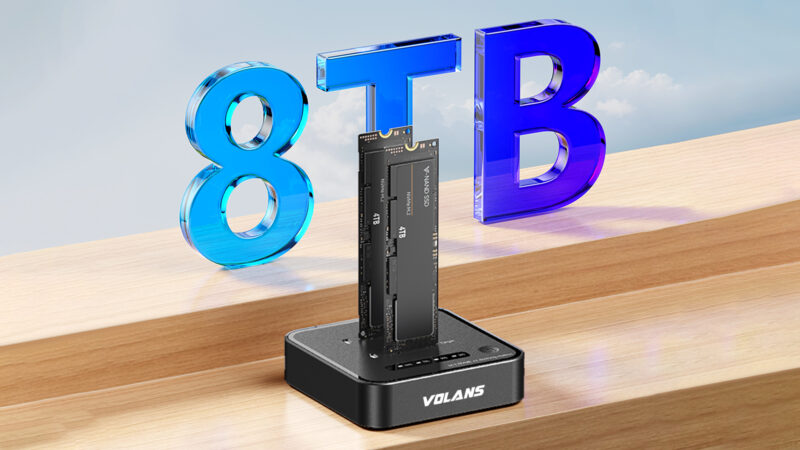 VOLANS VL-UCM2DS-S Aluminium 2-Bay USB-C (20Gbps) M.2 NVMe PCI-E SSD Docking Station with Clone - Image 3
