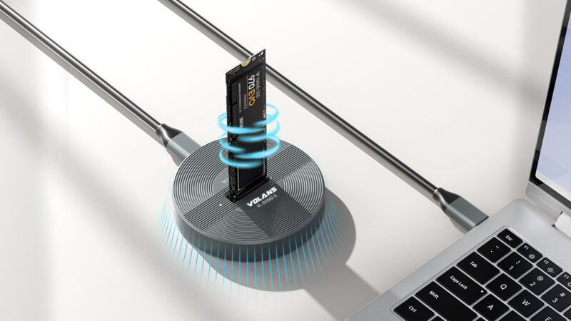 VOLANS VL-DSM2-S Aluminium USB-C (Gen 2) M.2 NVMe/SATA SSD Docking Station - Image 5