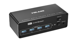 VOLANS VL-KVM9 HDMI and DP Dual Monitor (8K@60Hz) KVM Switch with 4xUSB3.0