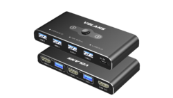 VOLANS VL-KVM3 Dual HDMI 2.0 (4K@60Hz) KVM Switch with 4xUSB3.0 Hub