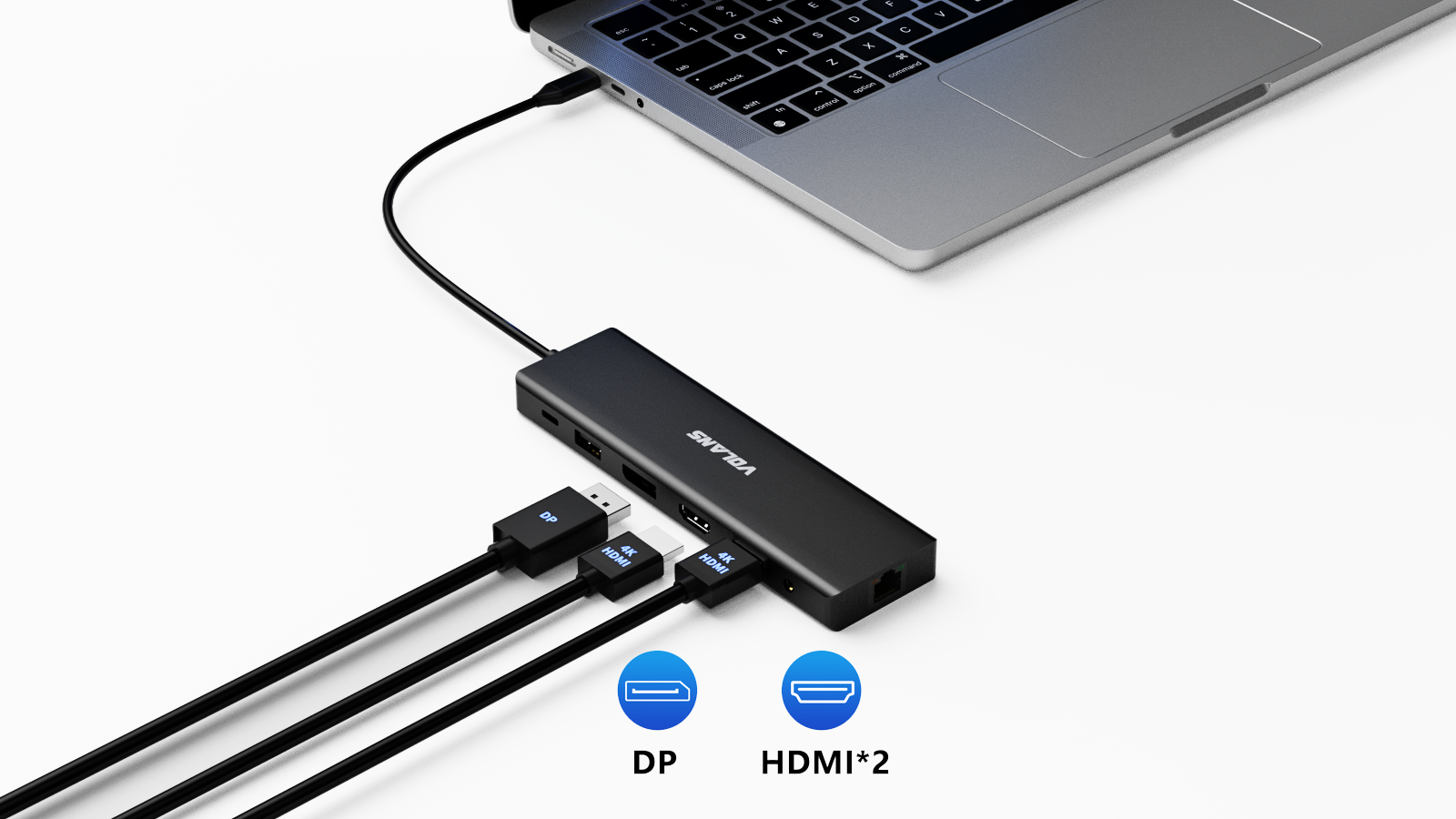 VOLANS VL-UCH3P Aluminum 14-in-1 Triple Display USB-C Hub with 100W PD - Image 2